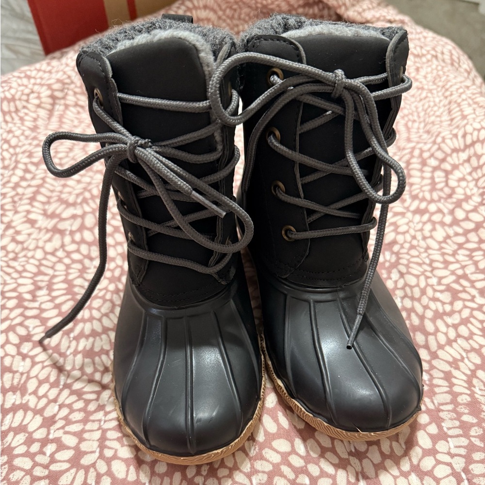 Fabkids Black Lace-Up Rain Boots